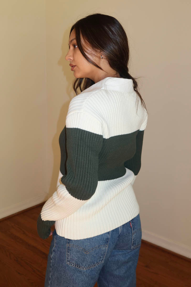 Collared Shirt Stripe Sweater