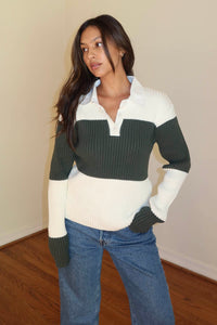 Collared Shirt Stripe Sweater