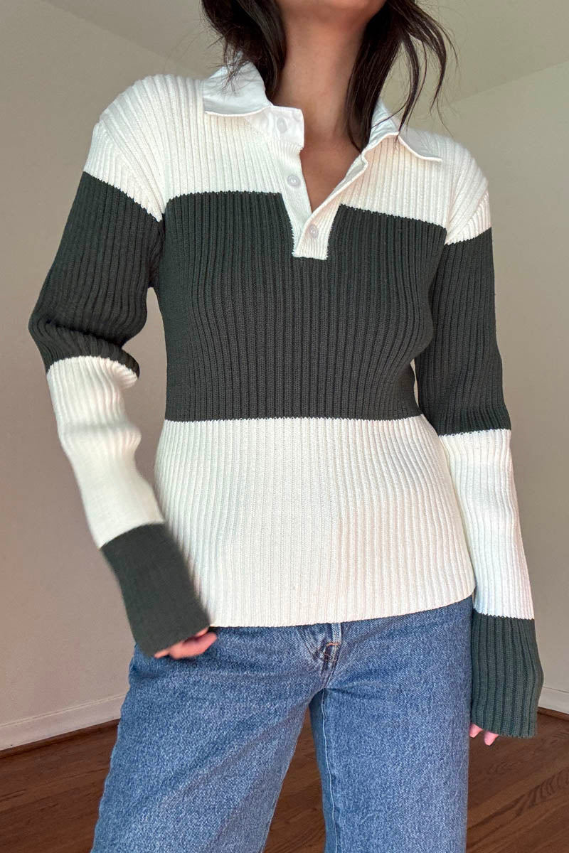 Collared Shirt Stripe Sweater