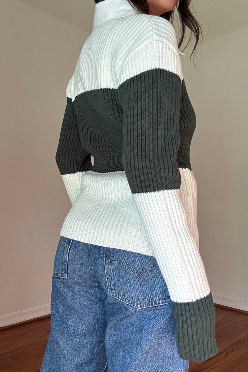 Collared Shirt Stripe Sweater