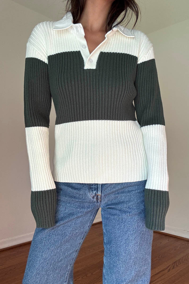 Collared Shirt Stripe Sweater