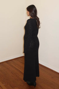 Checkered Knit Bodycon Maxi Dress