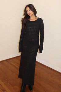 Checkered Knit Bodycon Maxi Dress