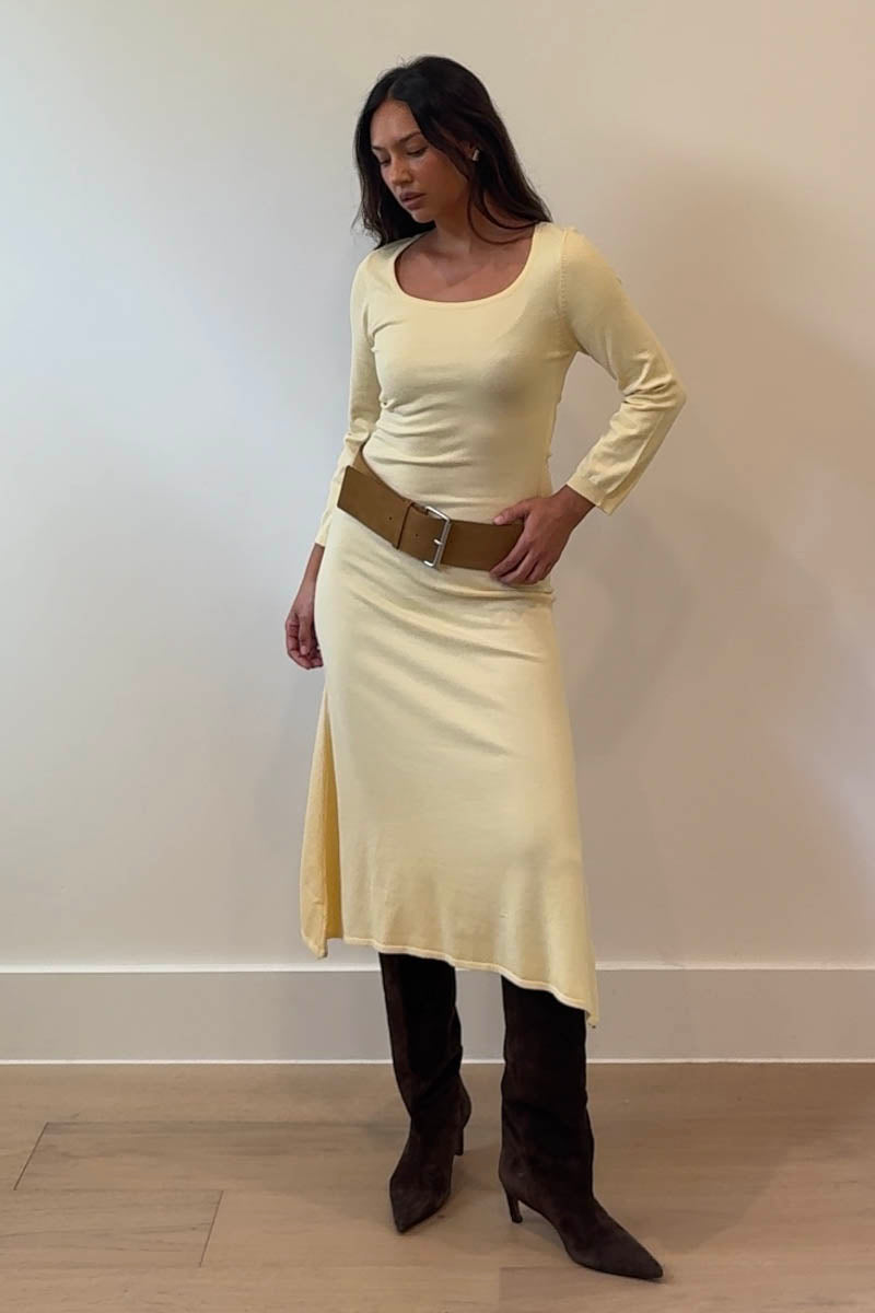 Knit Scoop Neck Fitted Midi Dress