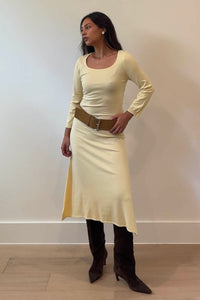 Knit Scoop Neck Fitted Midi Dress