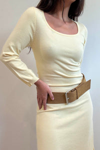 Knit Scoop Neck Fitted Midi Dress