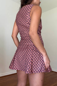 Plaid Sleeveless Vest Pleated Mini Skirt Set