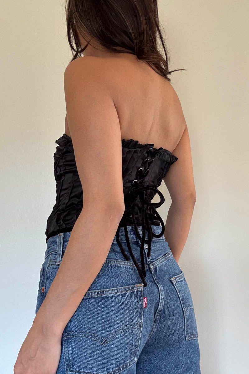 Strapless Sweetheart Lace-Up Corset Top