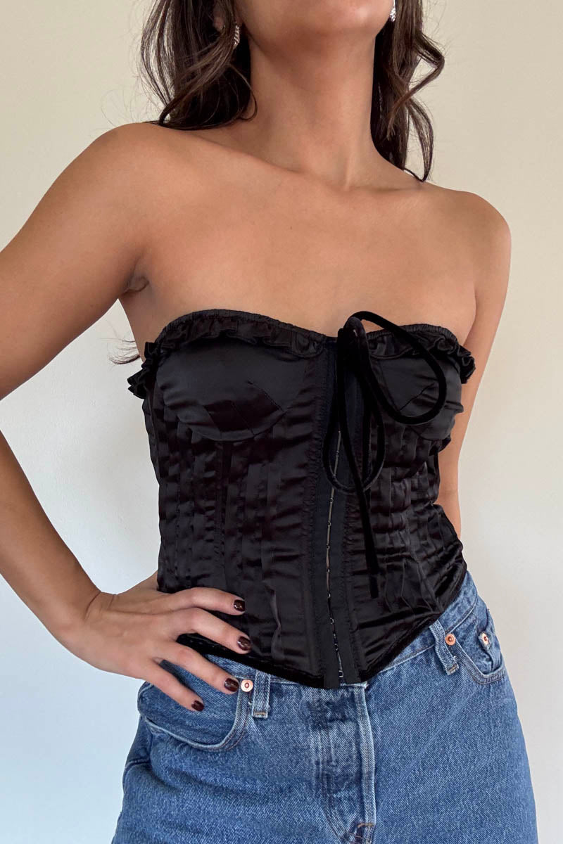 Strapless Sweetheart Lace-Up Corset Top