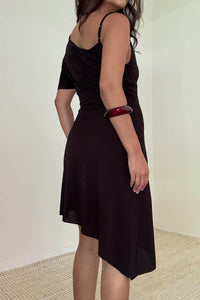 Cowl Neck Asymmetric Hem Mini Dress
