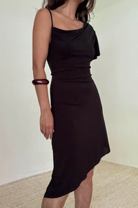Cowl Neck Asymmetric Hem Mini Dress