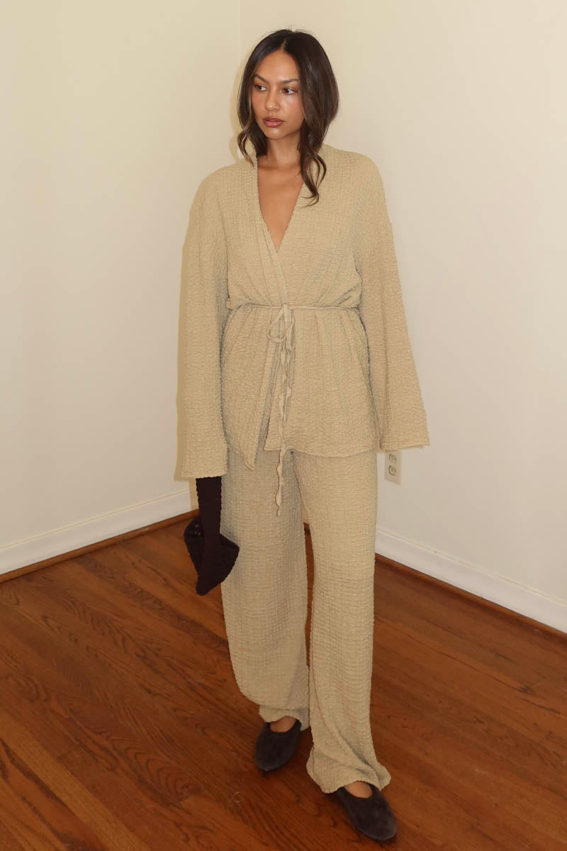 Belted Kimono W/ Wide Leg Pants