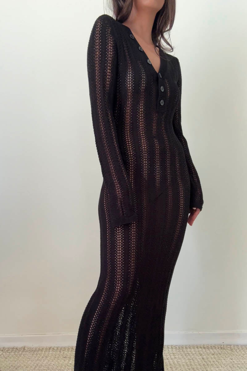 Knit Long Sleeves Maxi Dress