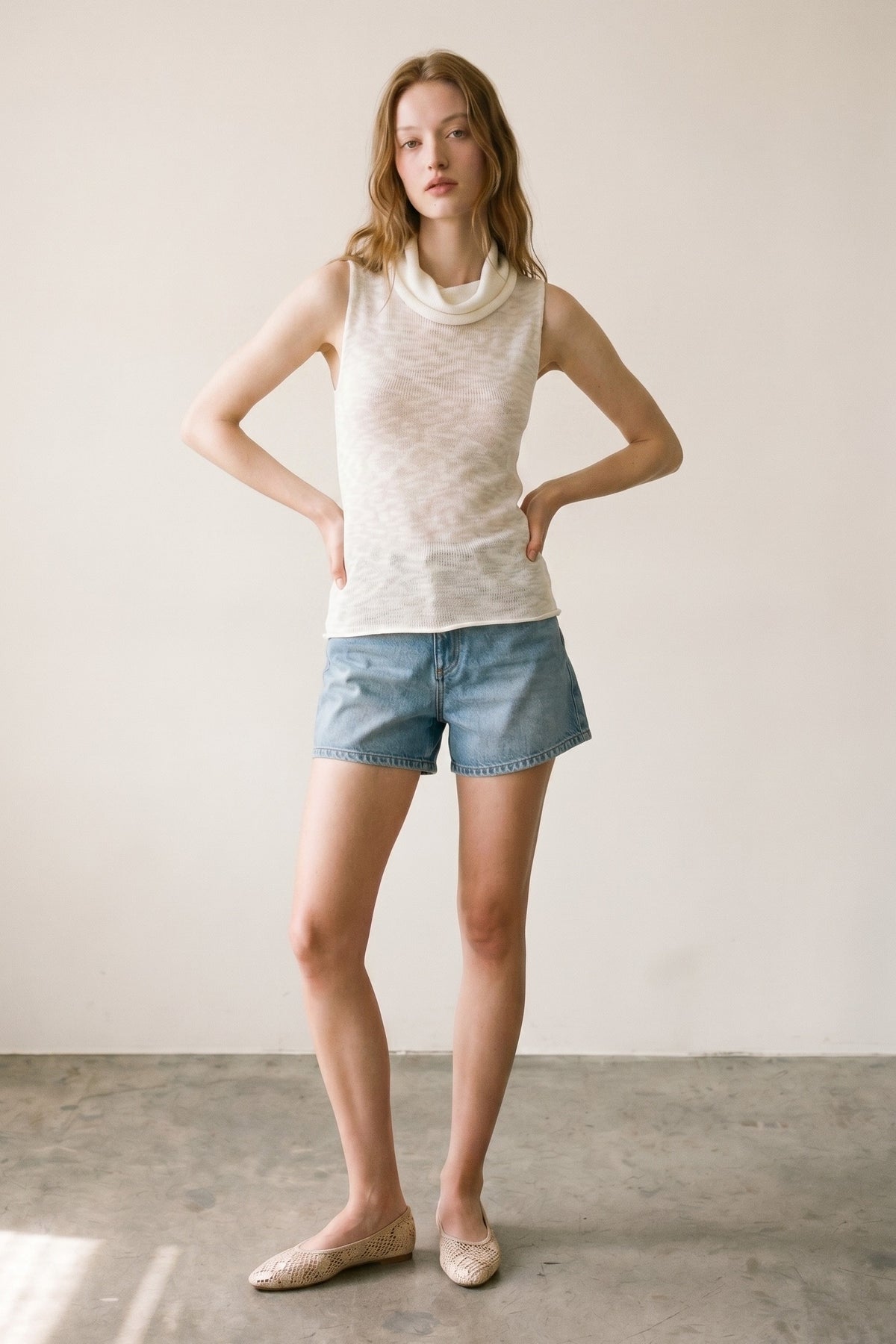 Knit Sleeveless Turtleneck Top