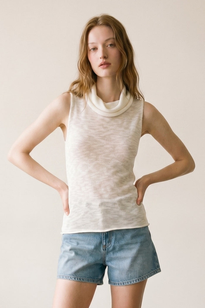 Knit Sleeveless Turtleneck Top