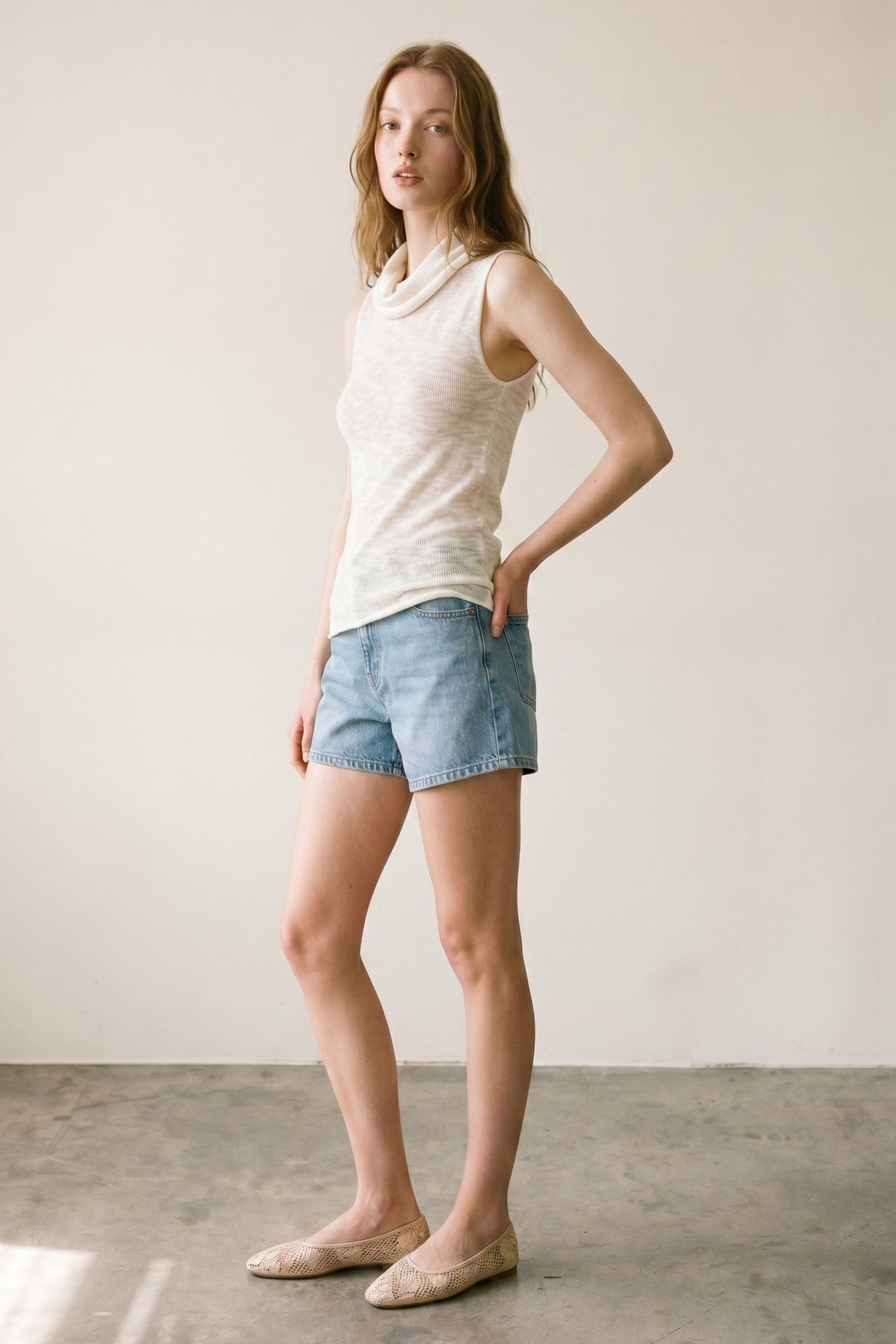 Knit Sleeveless Turtleneck Top
