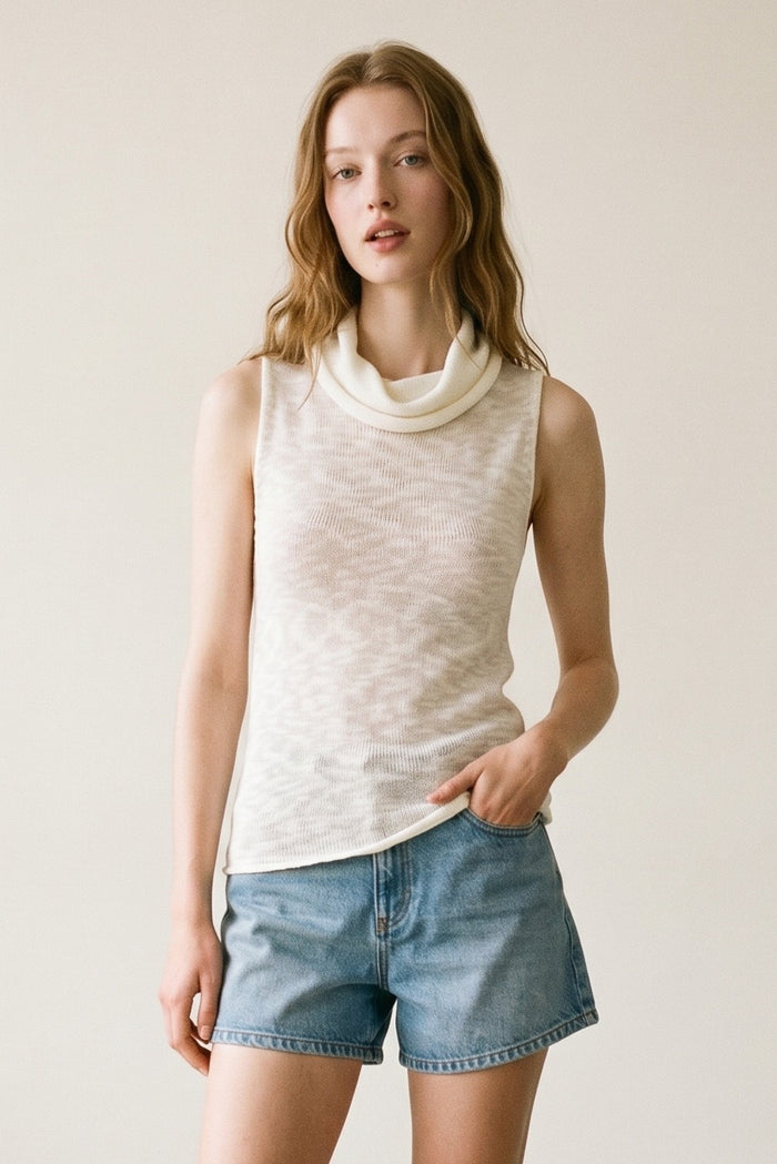 Knit Sleeveless Turtleneck Top