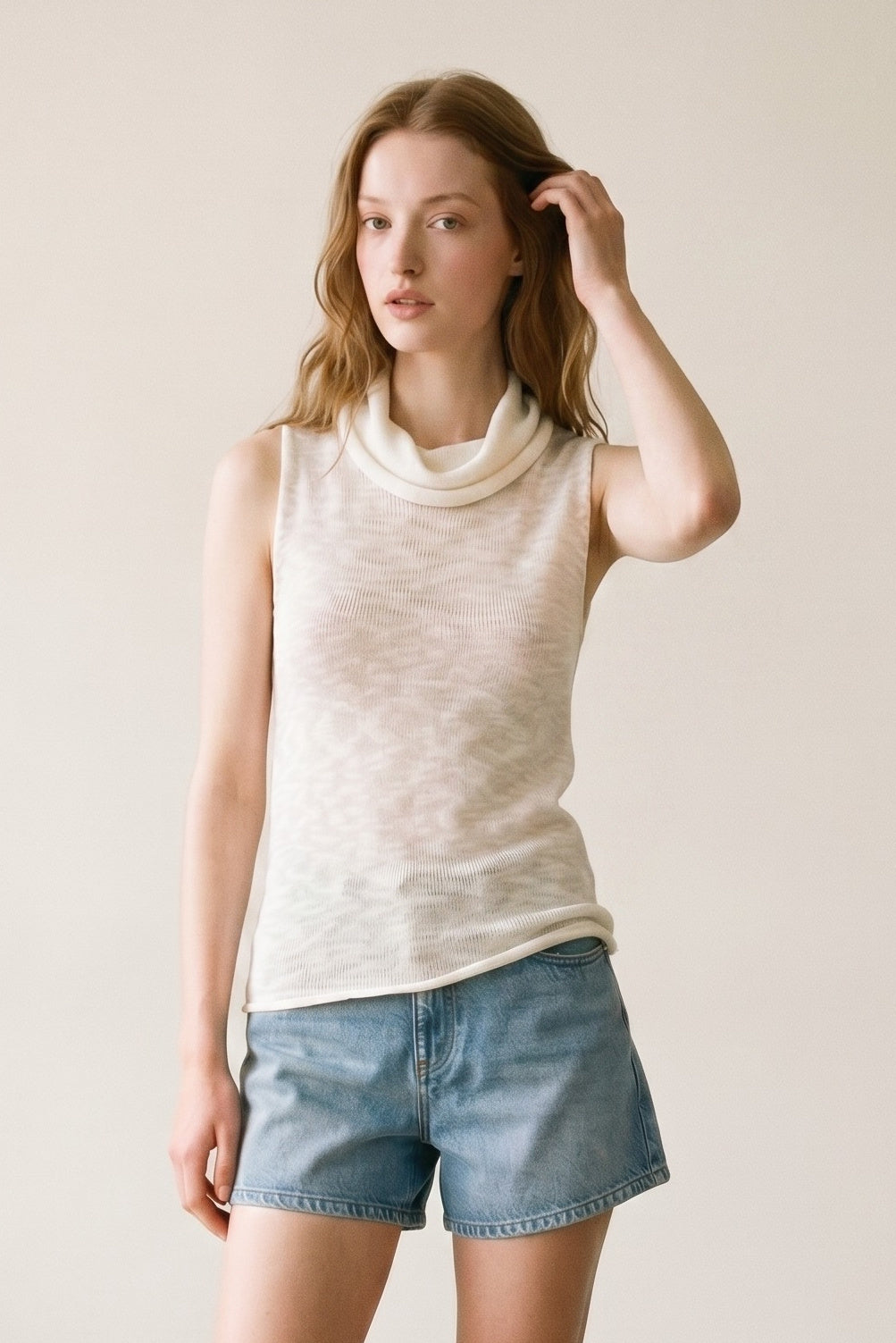 Knit Sleeveless Turtleneck Top