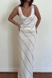 Crochet Knit Tank Top Midi Skirt Set