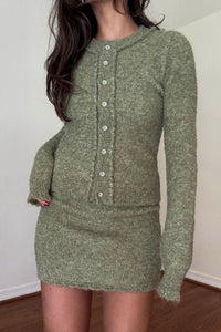 Boucle Knit Cardigan W/ Mini Skirt Set