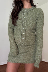 Boucle Knit Cardigan W/ Mini Skirt Set