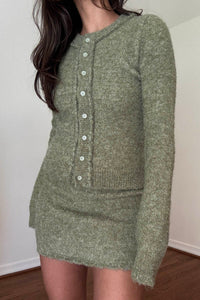 Boucle Knit Cardigan W/ Mini Skirt Set