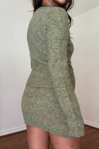 Boucle Knit Cardigan W/ Mini Skirt Set