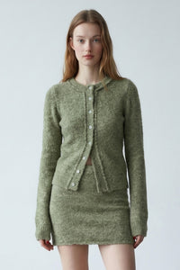 Boucle Knit Cardigan W/ Mini Skirt Set