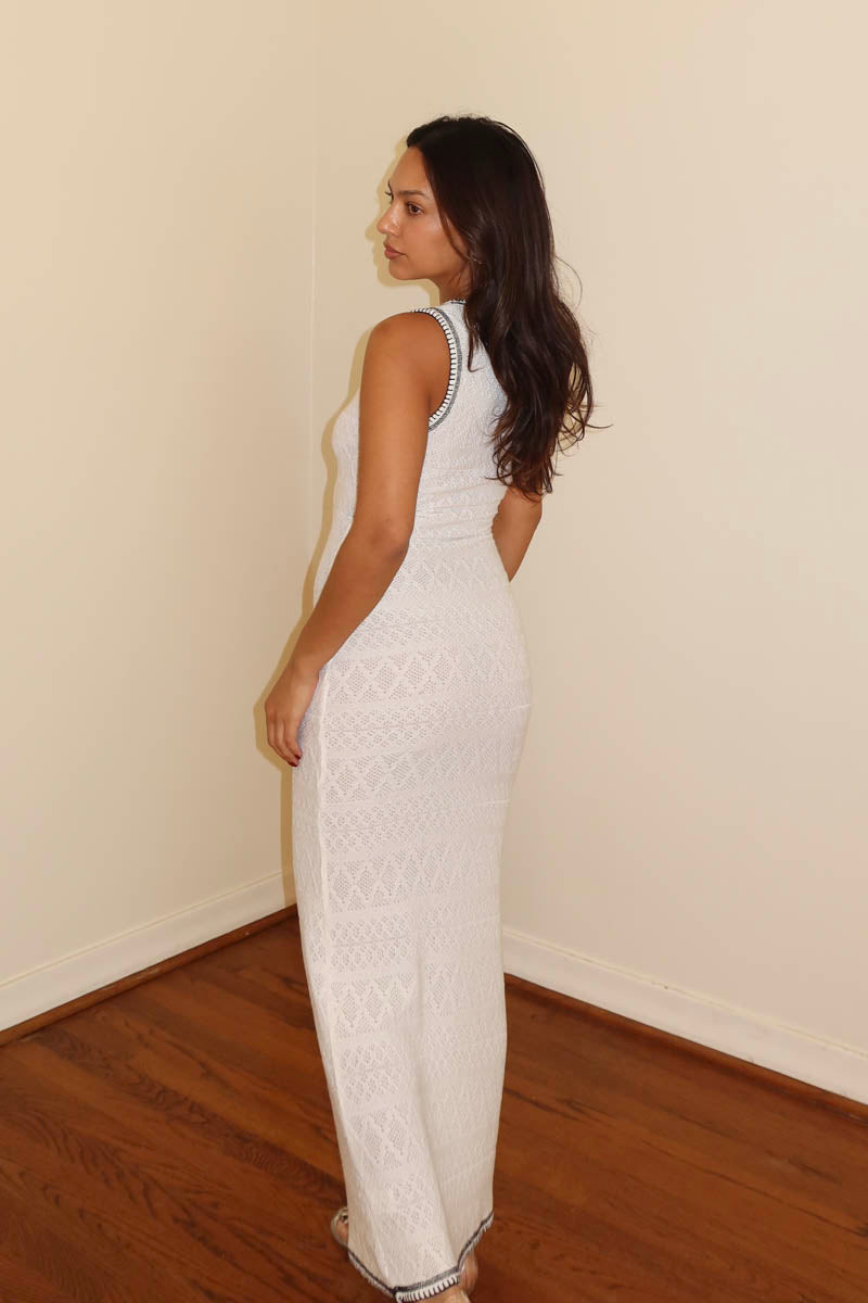 Crochet Knit Sleeveless Bodycon Maxi Dress