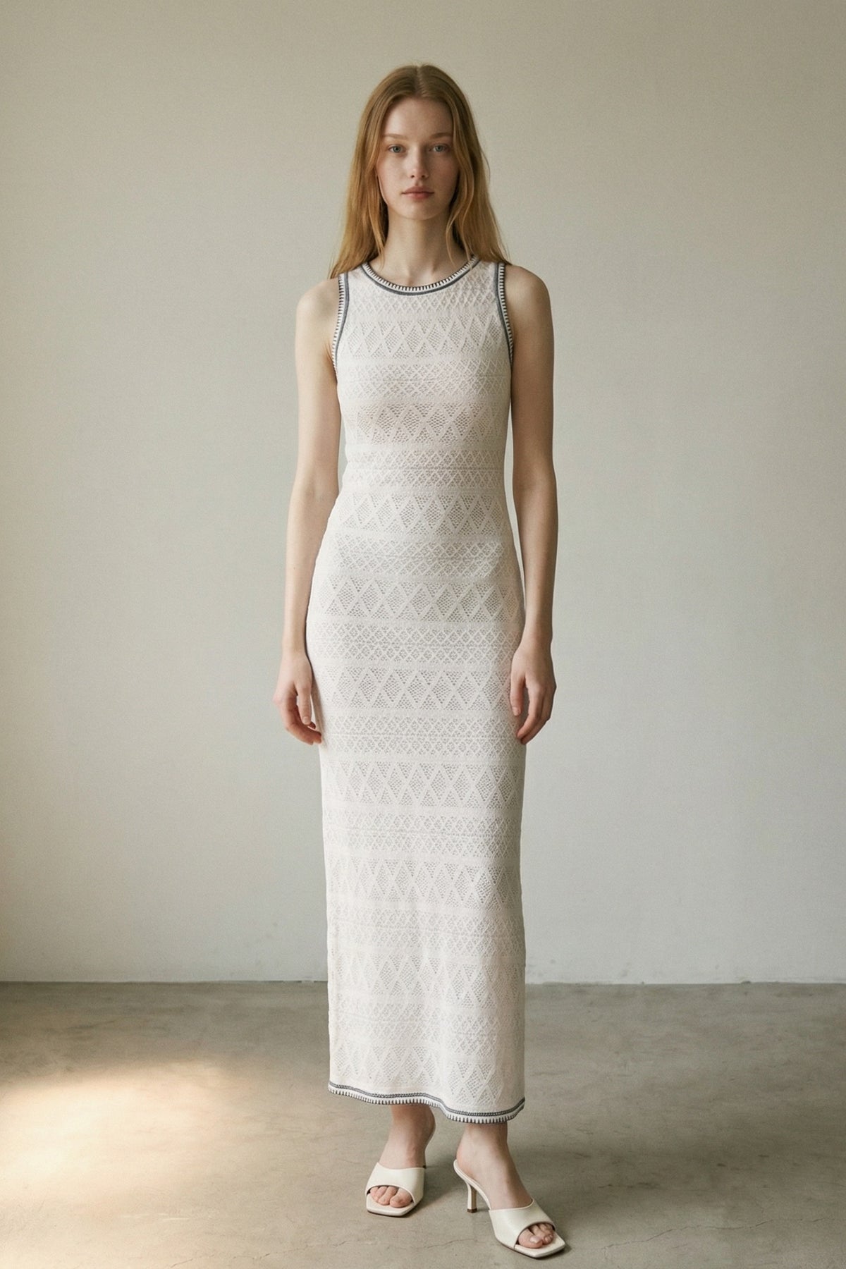 Crochet Knit Sleeveless Bodycon Maxi Dress