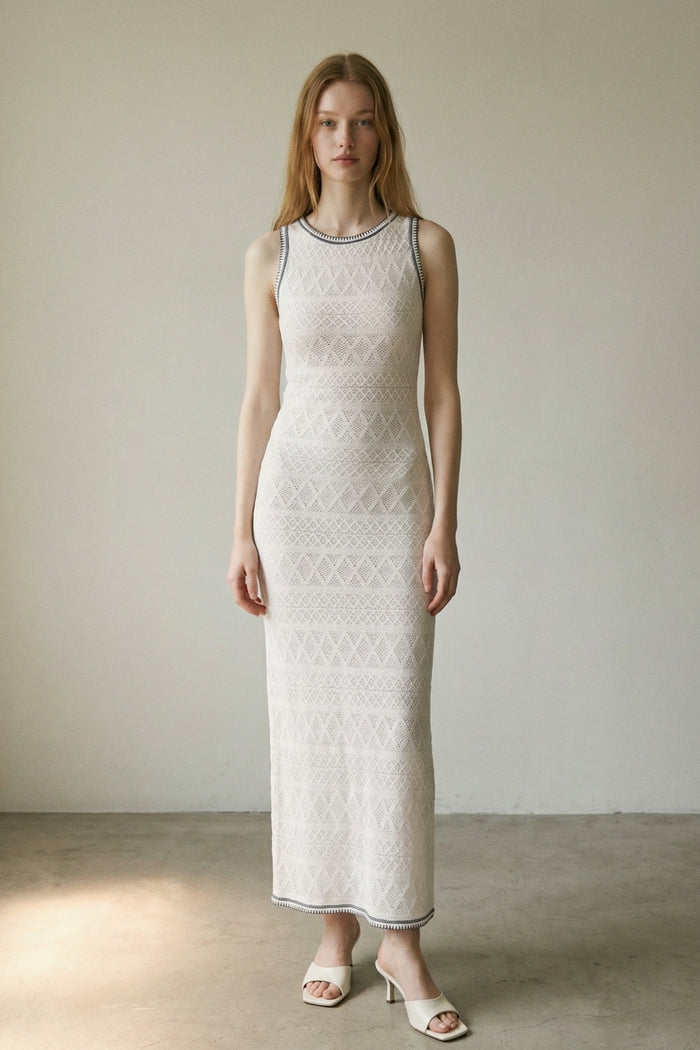 Crochet Knit Sleeveless Bodycon Maxi Dress