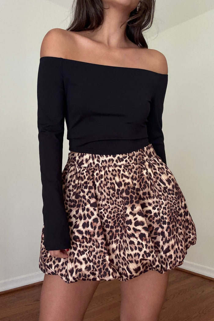 Leopard Print Bubble Hem Mini Skirt