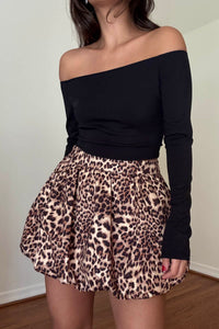 Leopard Print Bubble Hem Mini Skirt