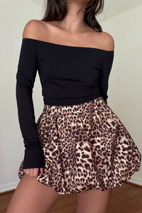 Leopard Print Bubble Hem Mini Skirt
