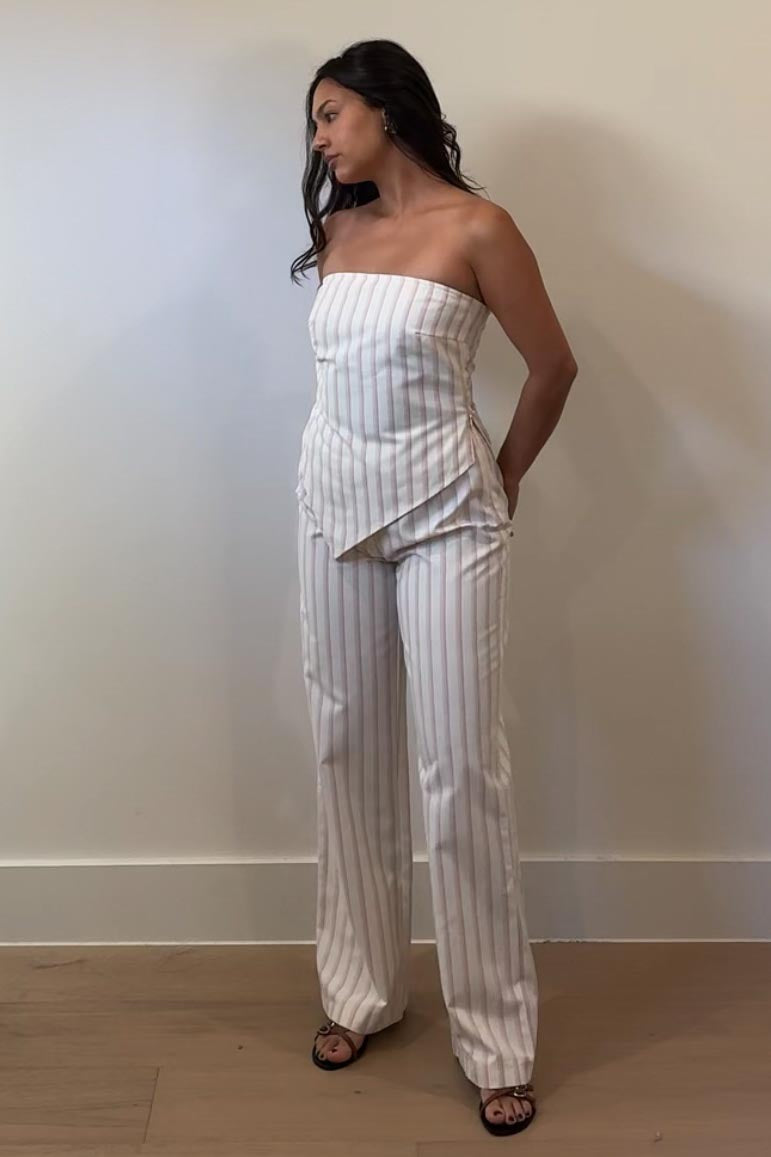 Strapless Top High Rise Pants Set