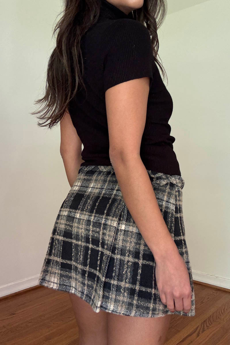 Plaid Low Waist Mini Pleated Skirt