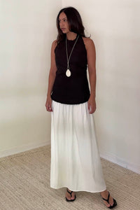 Halter Neck Contrast Gathered Skirt Midi Dress