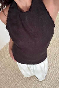 Halter Neck Contrast Gathered Skirt Midi Dress