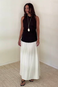 Halter Neck Contrast Gathered Skirt Midi Dress
