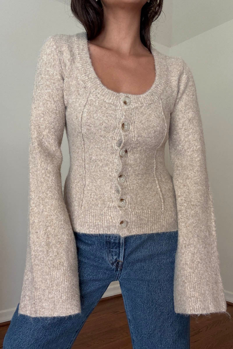 Knit Scoop Neck Cardigan