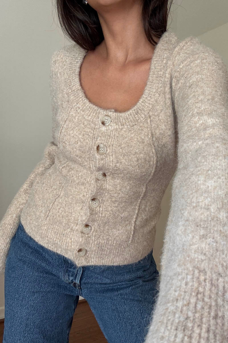 Knit Scoop Neck Cardigan