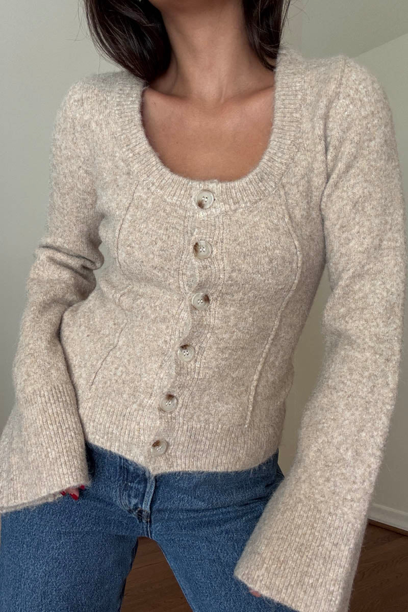 Knit Scoop Neck Cardigan