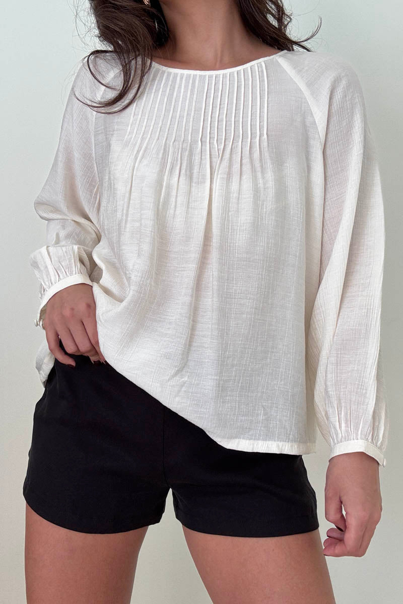 Semi-Sheer Puff Sleeve Loose Blouse