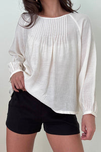Semi-Sheer Puff Sleeve Loose Blouse