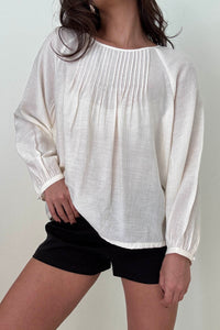 Semi-Sheer Puff Sleeve Loose Blouse