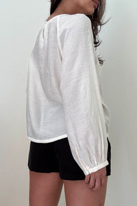 Semi-Sheer Puff Sleeve Loose Blouse