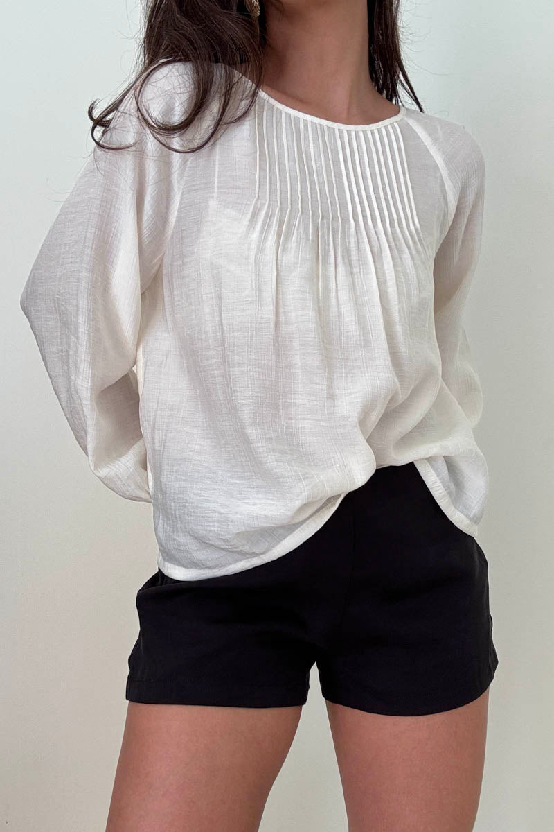 Semi-Sheer Puff Sleeve Loose Blouse