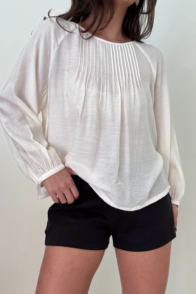 Semi-Sheer Puff Sleeve Loose Blouse