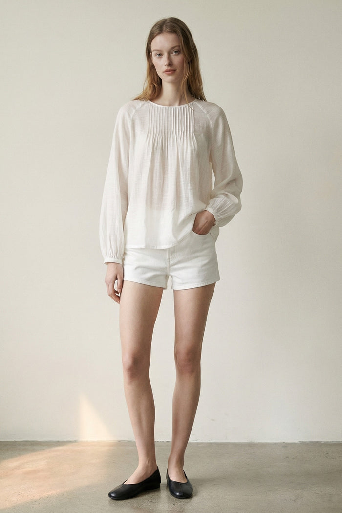 Semi-Sheer Puff Sleeve Loose Blouse