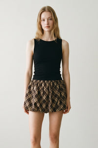 Plaid Bubble Hem Sleeveless Mini Dress
